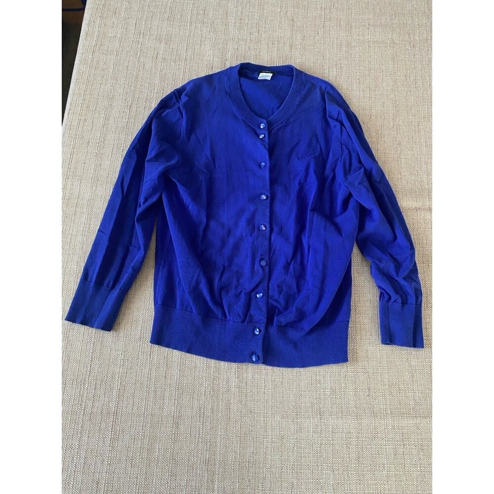 J. Crew Classic Cardigan Sweater Rhinestone Buttons Women’s Blue Size M